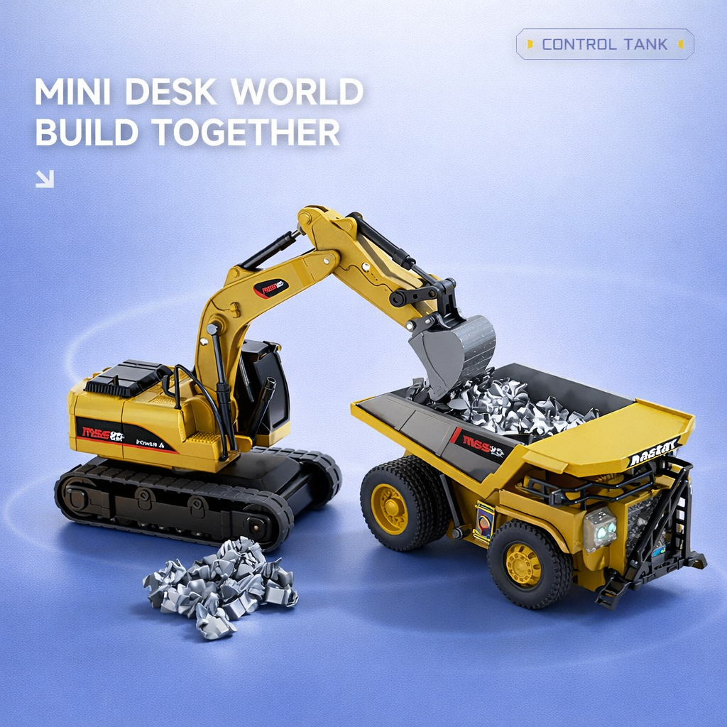 LomoStore™ Mini RC Excavator & Dump Truck Toy Set
